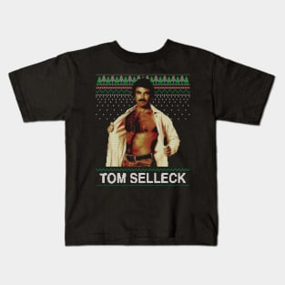 Tom Selleck Ugly Christmas Kids T-Shirt